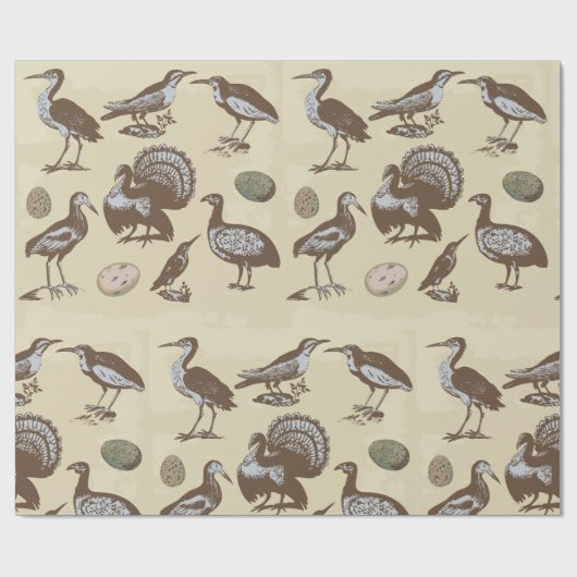 Vogels in  stijl cadeaupapier (Vlak)