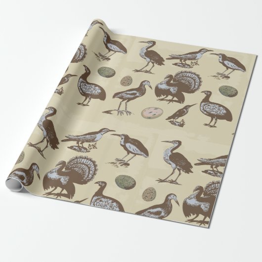 Vogels in  stijl cadeaupapier (Uitgerold)