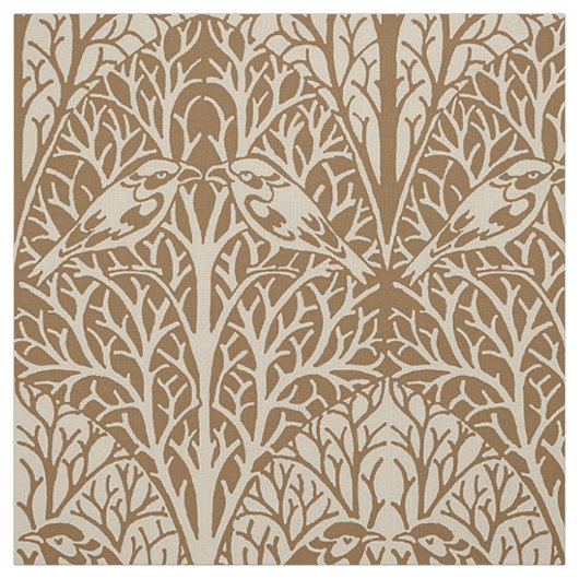 Vogels in Thicket, Mellow Brown Stof (Swatch)