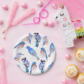 Vogels in tinten en tinten van blauwevogelliefhebb papieren bordje (Feest)