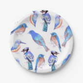 Vogels in tinten en tinten van blauwevogelliefhebb papieren bordje (Voorkant)