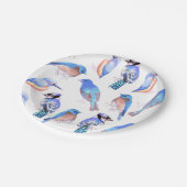 Vogels in tinten en tinten van blauwevogelliefhebb papieren bordje (Gekanteld)
