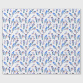 Vogels in tinten en tinten van blauwhelmen cadeaupapier (Vlak)