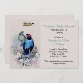  vogels in uitnodiging voor het Nest-Baby shower (Voorkant / Achterkant)