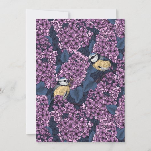Vogels in violette lila tuin (Voorkant)