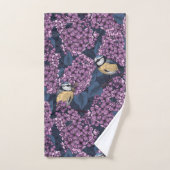 Vogels in violette lila tuin bad handdoek (Handdoek)