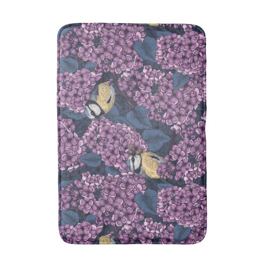 Vogels in violette lila tuin badmat (Voorkant Verticaal)