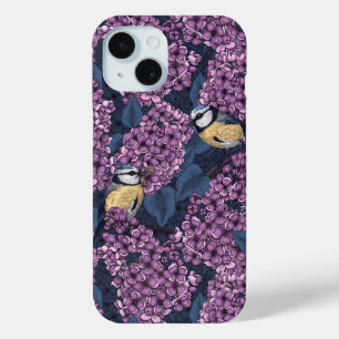 Vogels in violette lila tuin iPhone 15 case