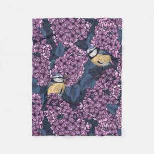 Vogels in violette lila tuin fleece deken
