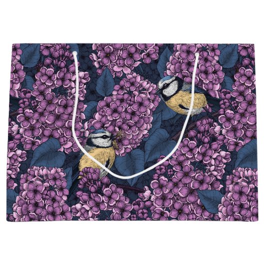 Vogels in violette lila tuin groot cadeauzakje (Voorkant)