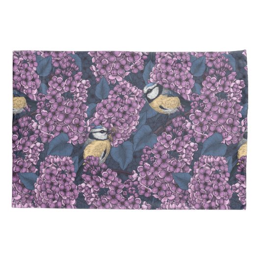 Vogels in violette lila tuin kussensloop (Achterkant)