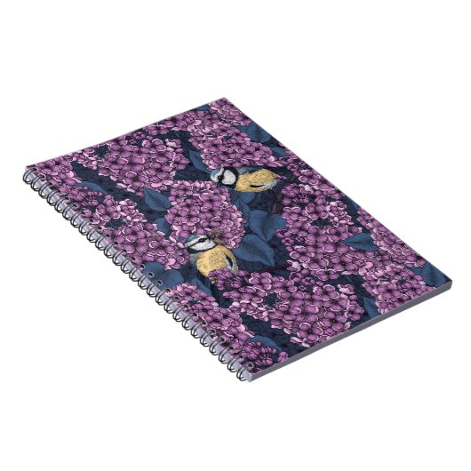Vogels in violette lila tuin notitieboek (Rechterzijde)