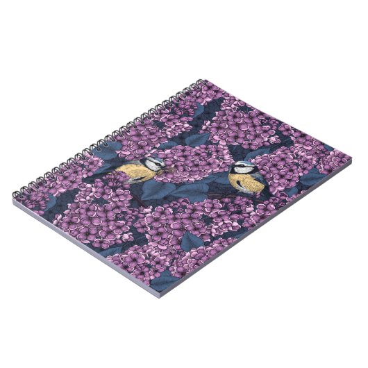Vogels in violette lila tuin notitieboek (Linkerzijde)
