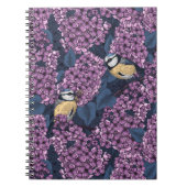 Vogels in violette lila tuin notitieboek (Voorkant)