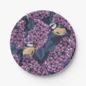 Vogels in violette lila tuin papieren bordje (Voorkant)