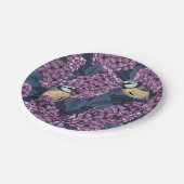 Vogels in violette lila tuin papieren bordje (Gekanteld)