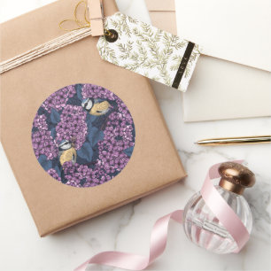 Vogels in violette lila tuin ronde sticker