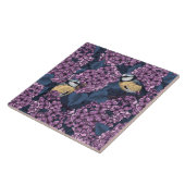 Vogels in violette lila tuin tegeltje (Zijkant)