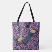 Vogels in violette lila tuin tote bag (Voorkant)