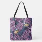 Vogels in violette lila tuin tote bag (Achterkant)