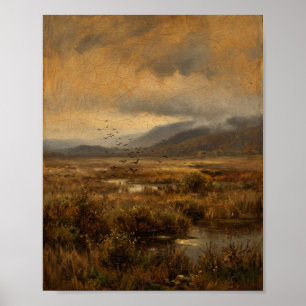 Vogels in Vlucht II Vintage Schilderij Poster