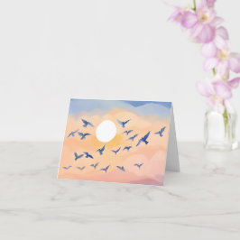 Vogels in vlucht | Zonsondergang Natuur Aquarel Kaart