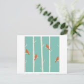 Vogels in vogelbomen (Aqua/Groen) Briefkaart (Staand voorkant)