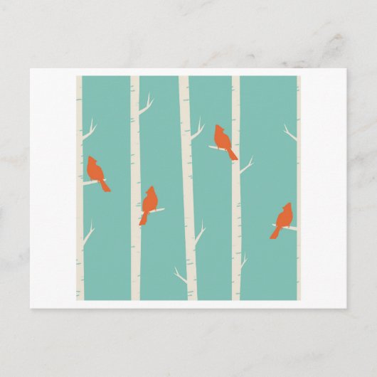 Vogels in vogelbomen (Aqua/Groen) Briefkaart (Voorkant)