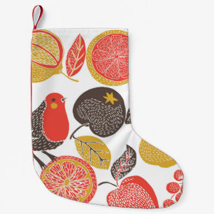 Vogels in weelderige fruittuin kleine kerstsok