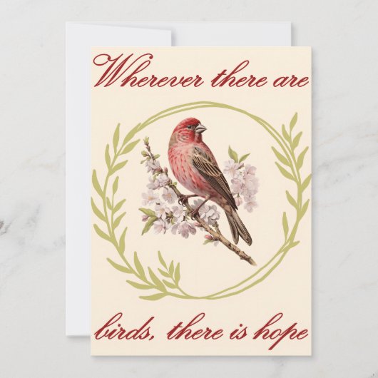 Vogels Inspirerend Quote, Vogelbloemenkrans Feestdagenkaart (Voorkant)