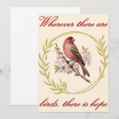 Vogels Inspirerend Quote, Vogelbloemenkrans Feestdagenkaart (Voorkant / Achterkant)