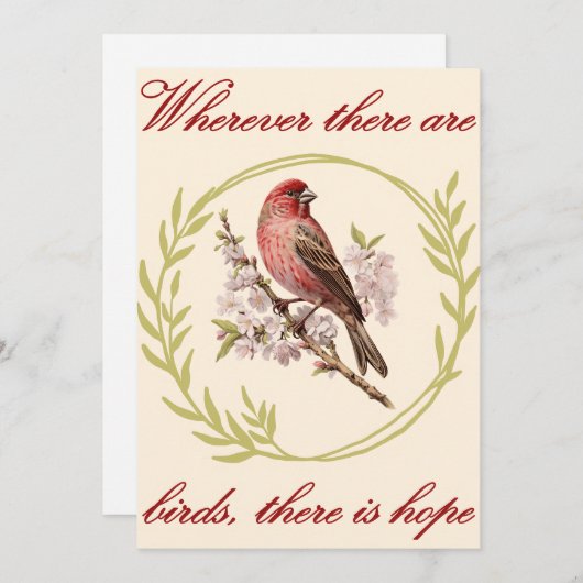 Vogels Inspirerend Quote, Vogelbloemenkrans Feestdagenkaart (Voorkant / Achterkant)