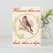 Vogels Inspirerend Quote, Vogelbloemenkrans Feestdagenkaart (Staand voorkant)