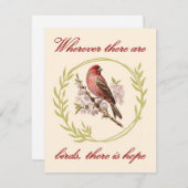 Vogels Inspirerend Quote, Vogelbloemenkrans Feestdagenkaart (Voorkant / Achterkant)