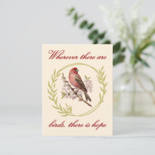 Vogels Inspirerend Quote, Vogelbloemenkrans Feestdagenkaart