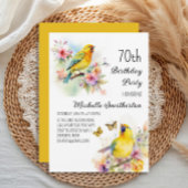  Vogels Kanaries Flowers 70e Verjaardag Kaart