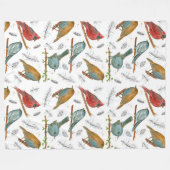 Vogels Kardinaal Blauwvogel Chickadee Fleece Deken (Voorkant (Horizontaal))