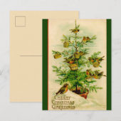 vogels kerst vrolijke groet briefkaart (Voorkant / Achterkant)