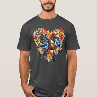 Vogels kijken Hart Bloem Krans Vogelaar Vogels Voo T-shirt