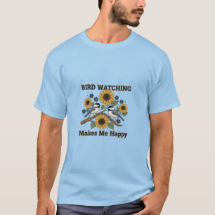 Vogels Kijken Maakt Me Gelukkig Mees Zonnebloem T-shirt