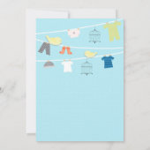 Vogels & Kleding op een draad Baby Douche Uitnodig Kaart (Achterkant)