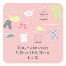 Vogels & Kleren aan de Draad Baby Shower Favor Sti