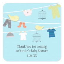 Vogels & Kleren aan Draad Baby Shower Favor Sticke