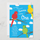 Vogels Kleurrijke 1e verjaardag Uitnodigingen (Voorkant)