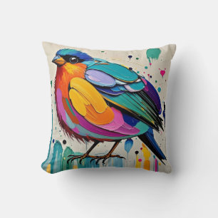 Vogels kleurrijke kunst abstract dik reus lief gra kussen
