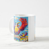 Vogels kleurrijke kunst abstracte dikke reus schat koffiemok (Voorkant links)