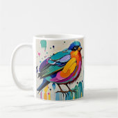 Vogels kleurrijke kunst abstracte dikke reus schat koffiemok (Links)