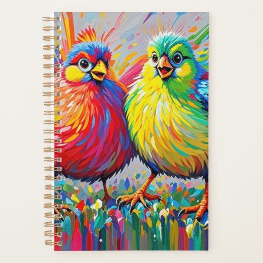 Vogels kleurrijke kunst abstracte dikke reus schat planner (Voorkant)