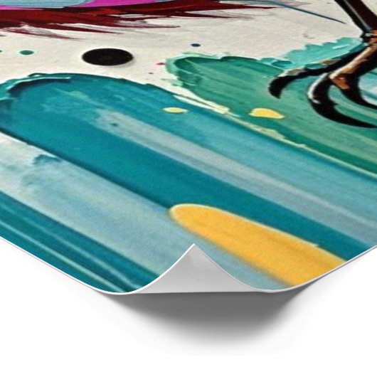 Vogels kleurrijke kunst abstracte dikke reus schat poster (Hoek)