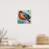 Vogels kleurrijke kunst abstracte dikke reus schat poster (Keuken)
